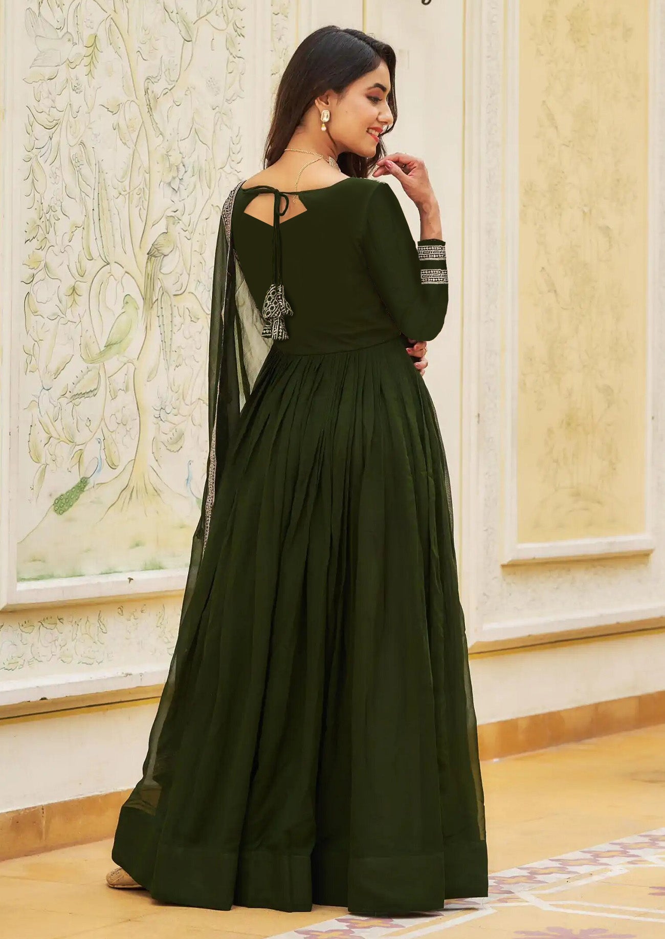Emerald Grace Embroidered Anarkali Set with Dupatta – Elegant Festive & Wedding Wear - two piece ready-to-wear | KHANAK | PAKISTANI | PUNJABI | SOUTH ASIAN