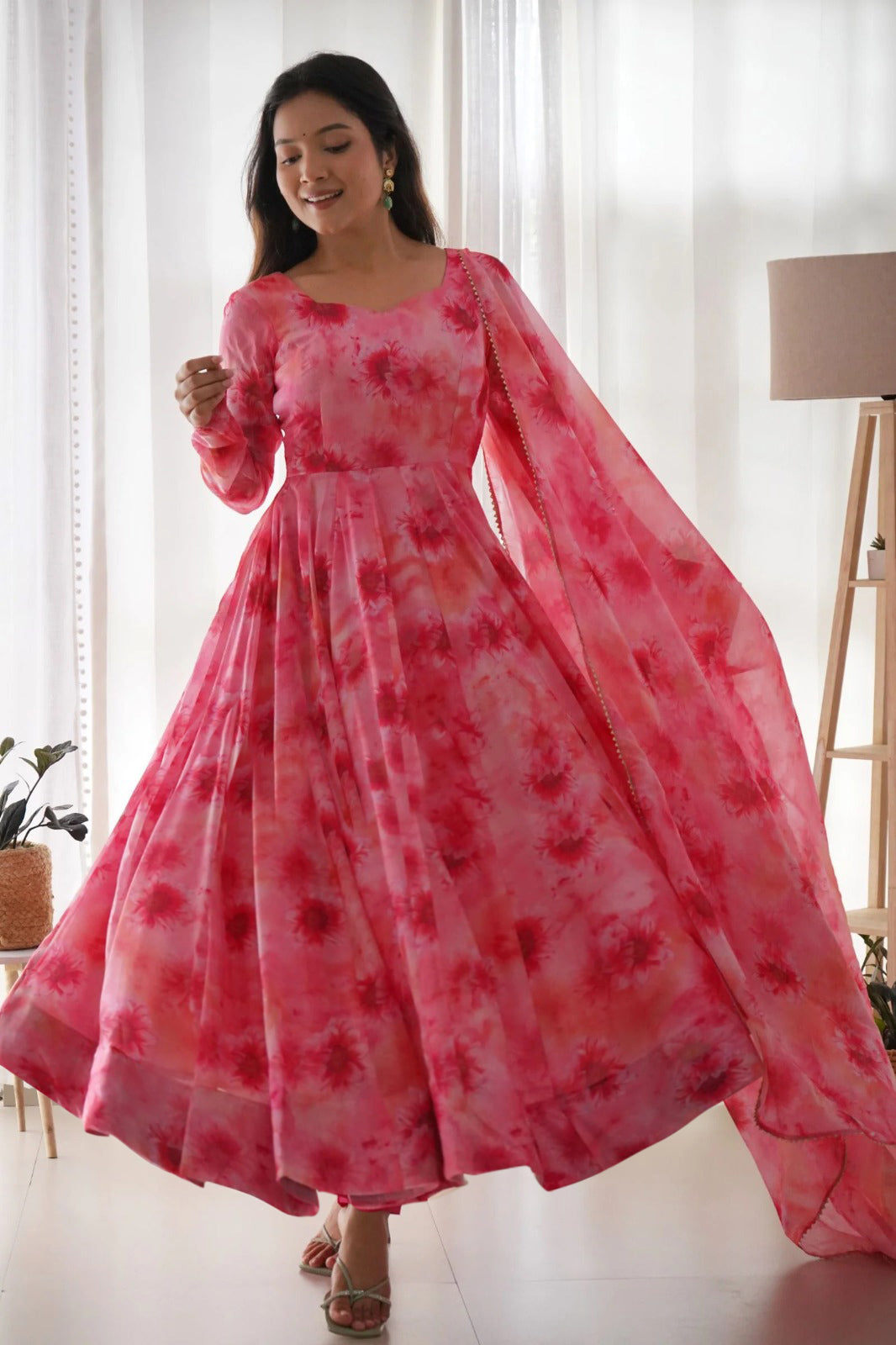 Rose Bloom Floral Anarkali Gown with Dupatta - 2 piece ready-to-wear | COOPER | PAKISTANI | PUNJABI | SOUTH ASIAN