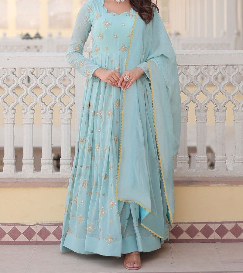 Emerald Grace Embroidered Anarkali Set with Dupatta – Elegant Festive & Wedding Wear - two piece ready-to-wear | SHEHNAZ | PAKISTANI | PUNJABI | SOUTH ASIAN