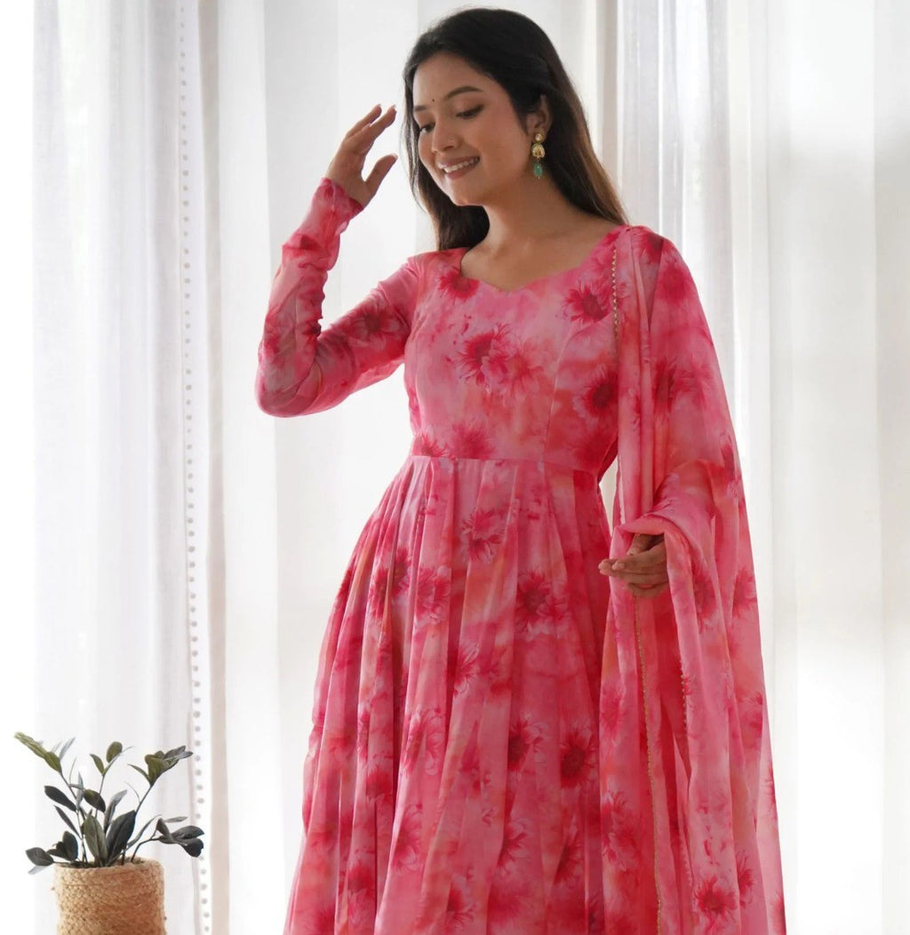 Rose Bloom Floral Anarkali Gown with Dupatta - 2 piece ready-to-wear | COOPER | PAKISTANI | PUNJABI | SOUTH ASIAN