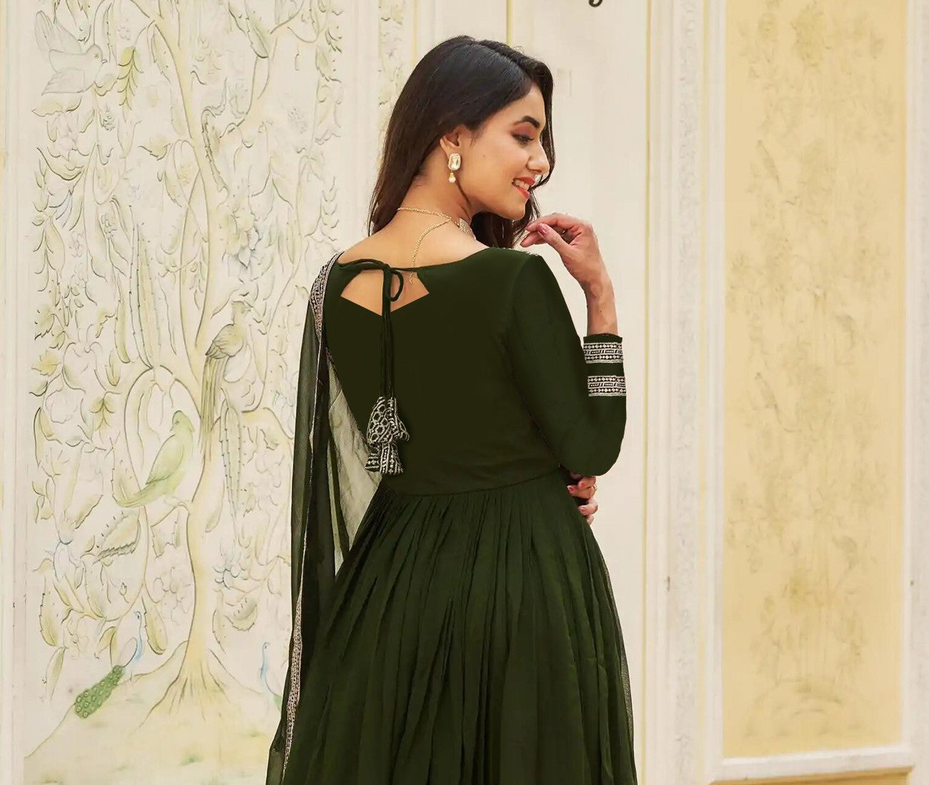 Emerald Grace Embroidered Anarkali Set with Dupatta – Elegant Festive & Wedding Wear - two piece ready-to-wear | KHANAK | PAKISTANI | PUNJABI | SOUTH ASIAN