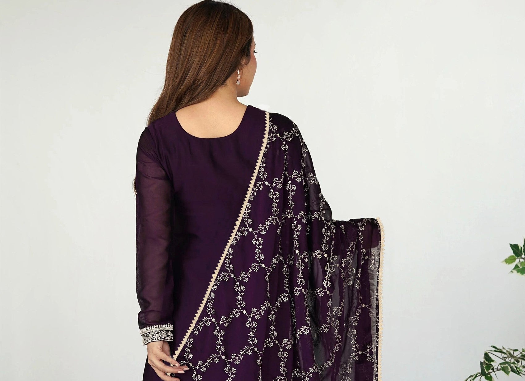 Royal Plum Embroidered Straight Kurta Set with Net Dupatta – Traditional Festive Wear - 3 piece ready-to-wear | ZILMIL |  | PAKISTANI | PUNJABI | SOUTH ASIAN