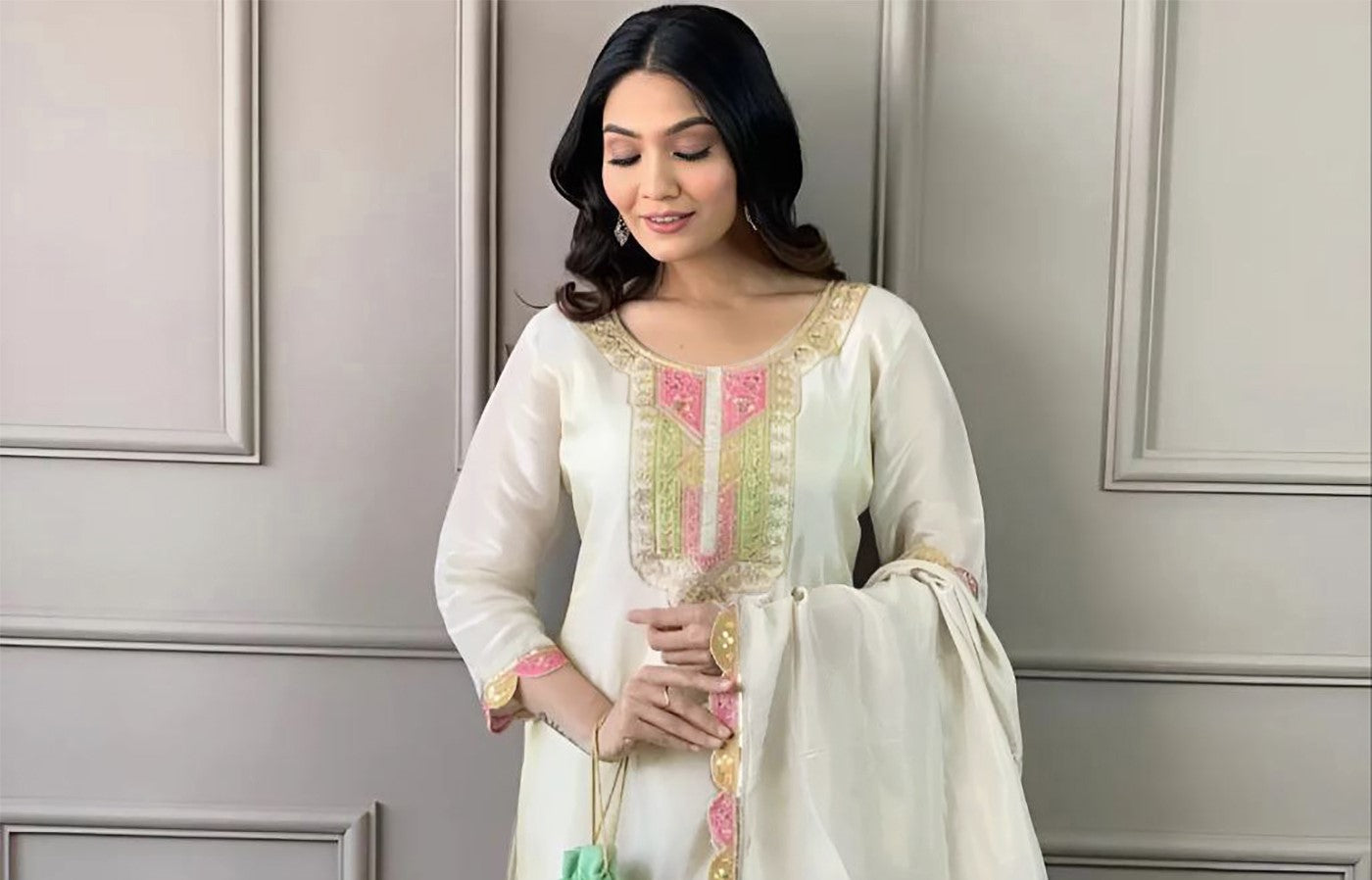 Embroidered Straight Kurta Set with Dupatta – Festive Indian Dress - 3 piece ready-to-wear | MILANO | PAKISTANI | PUNJABI | SOUTH ASIAN