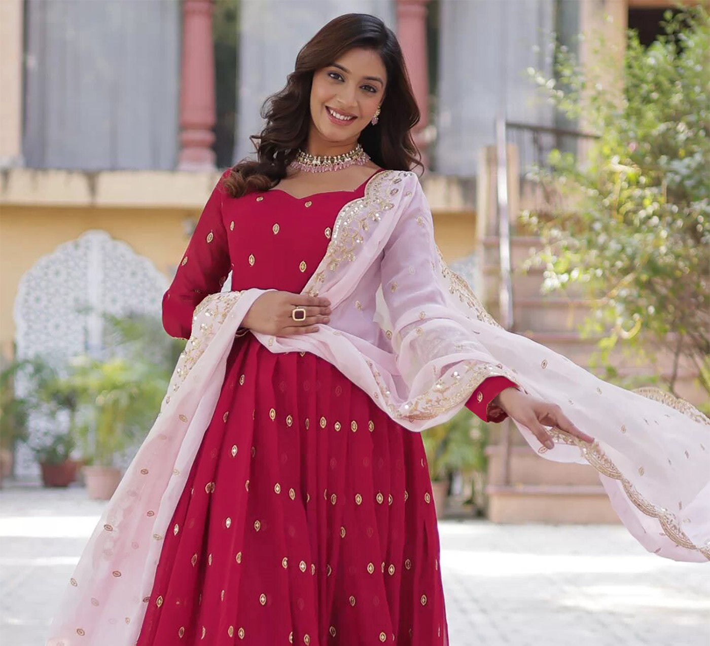Emerald Grace Embroidered Anarkali Set with Dupatta – Elegant Festive & Wedding Wear - two piece ready-to-wear | MARIYAM | PAKISTANI | PUNJABI | SOUTH ASIAN
